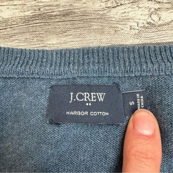 J. Crew Factory Men Lightweight Harbor Cotton Sweater Tight Knit S SM Small Blue - Picture 6 of 10